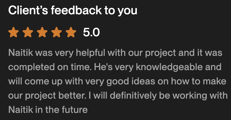 Upwork Client Feedback 1